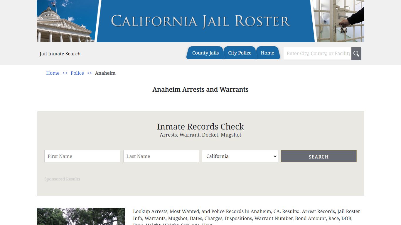 Anaheim Arrests and Warrants | Jail Roster Search